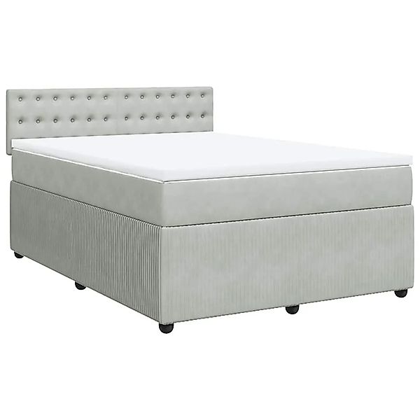 vidaXL Boxspringbett mit Matratze Hellgrau 140x190 cm Samt 3290046 günstig online kaufen