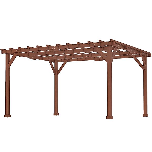Outsunny Pergola Garten Außenbereich 3,3 x 3,8 m Holzpergola für Kletterpfl günstig online kaufen