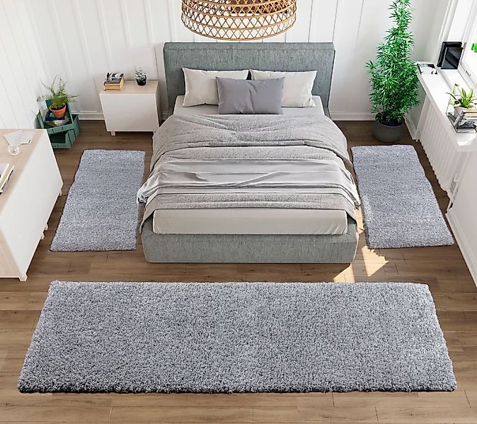 my home Bettumrandung »Shaggy 30«, (3 tlg.), gewebt, 2- oder 3-teilig, Bett günstig online kaufen