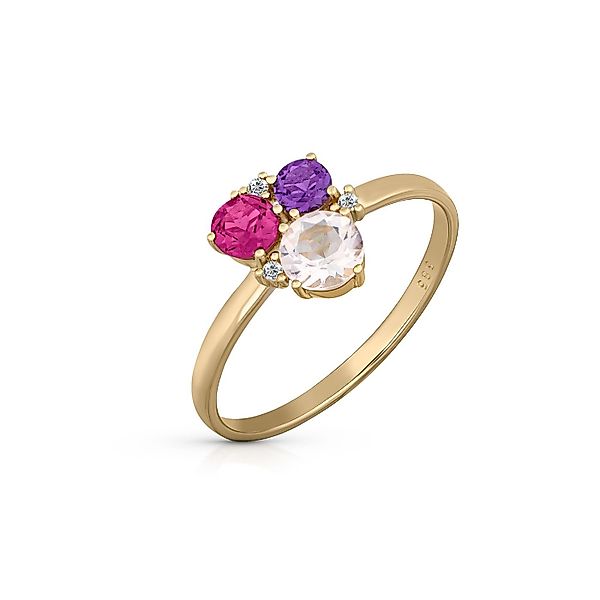 Orolino Fingerring Gold 585 mit Rosaquartz Amethyst Rhodolith Brillant günstig online kaufen