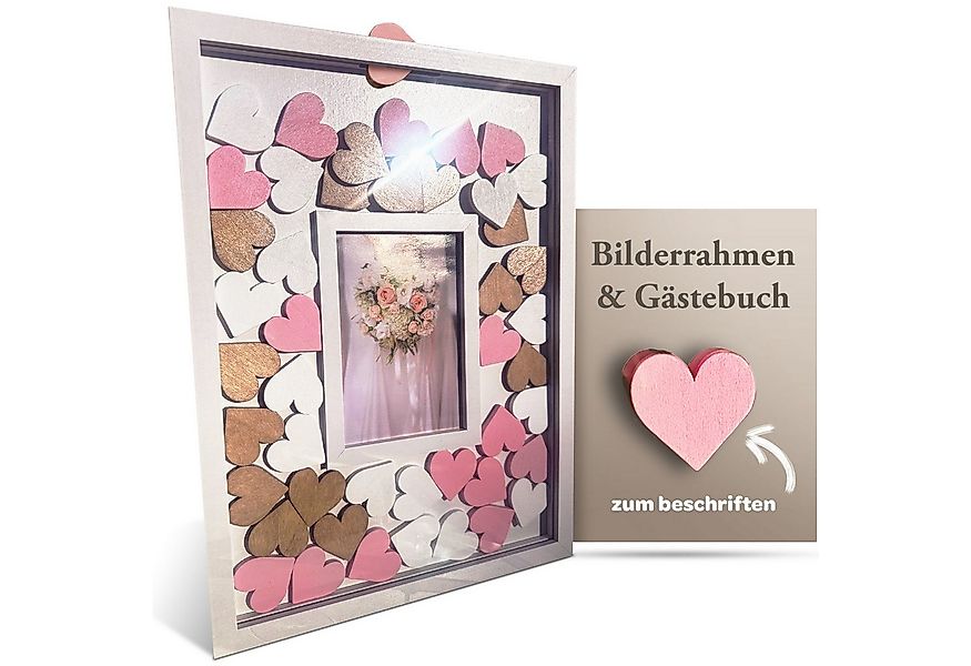 ReWu Bilderrahmen zum Basteln Bilderrahmen mit beschriftbaren Holzherzen Gä günstig online kaufen