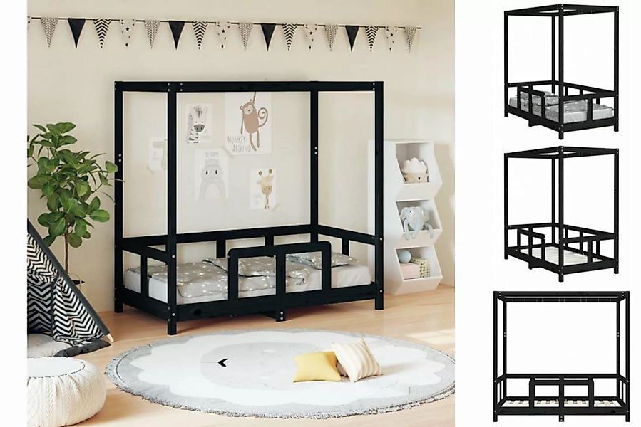 vidaXL Kinderbett Kinderbett Schwarz 70x140 cm Massivholz Kiefer günstig online kaufen