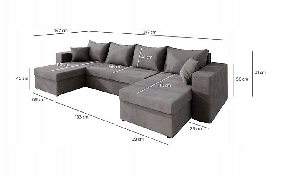 NEXT COLLECTION Ecksofa DOMINO U, B:317/T:147/H:81 CM, 3 Bettzeugcontainer, günstig online kaufen