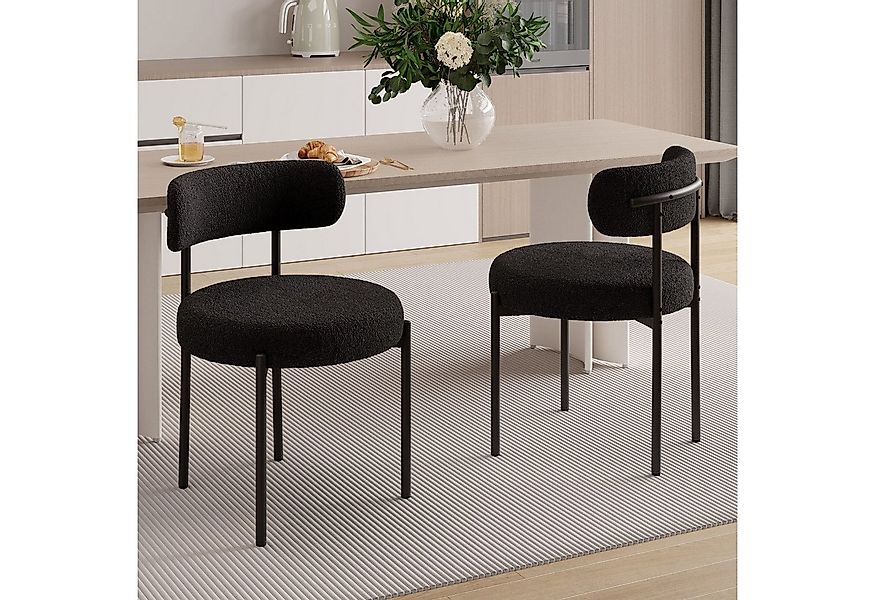 HawthyHome Esszimmerstuhl Teddy Stoff Runde Boucle Stühle Polsterstuhl mit günstig online kaufen