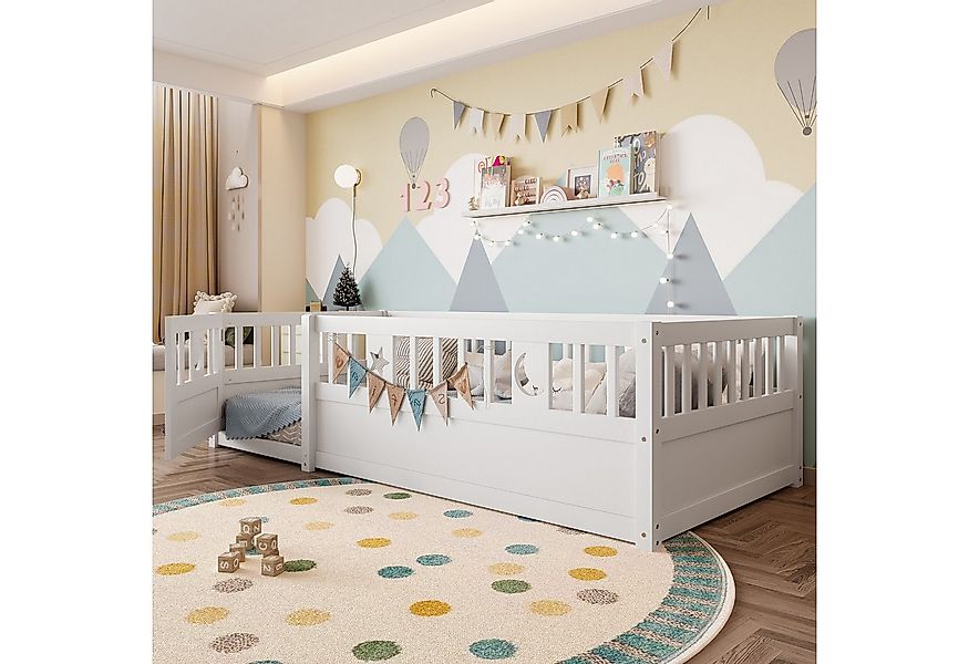 Flieks Kinderbett, Bodenbett Massivholzbett 90x190cm mit Gitter ohne Latten günstig online kaufen