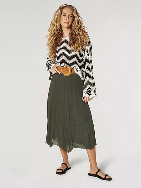 Apricot Midirock Crinkle Shimmer Belt Midi Skirt, mit Flechtgürtel, im Crin günstig online kaufen