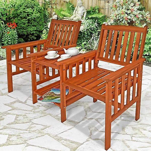 Gartenbank Akazienholz mit Tisch 164x63x91cm günstig online kaufen