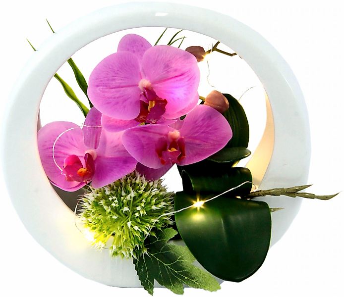 I.GE.A. Kunstorchidee "Orchidee", im Keramiktopf, mit LED-Beleuchtung günstig online kaufen