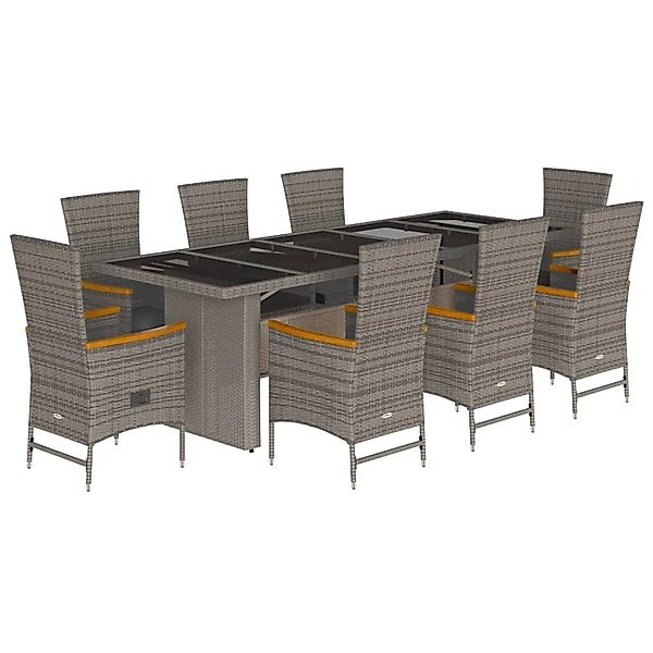 vidaXL 9-tlg Garten-Essgruppe mit Kissen Grau Poly Rattan Modell 78 günstig online kaufen