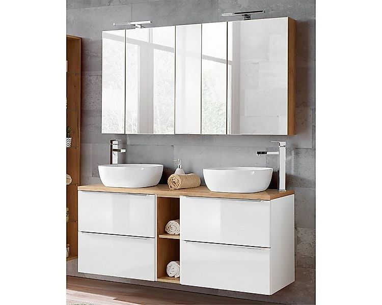 Lomadox Waschtisch-Set TOSKANA-56, (Spar-Set, 11-St., 11-tlg), weiß & Wotan günstig online kaufen