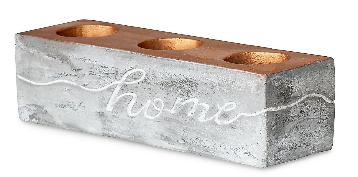Levandeo® Teelichthalter, levandeo Teelichthalter Beton Kupfer Home 23x6cm günstig online kaufen