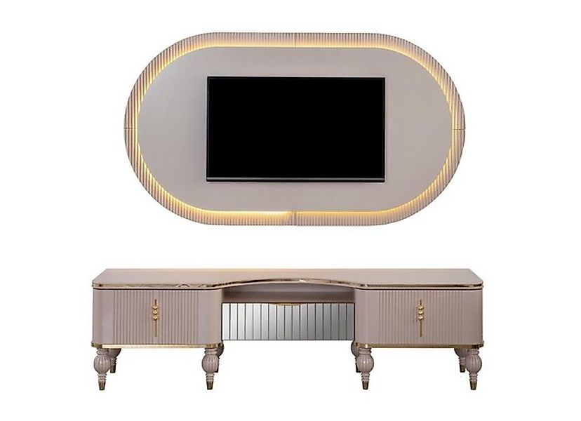Xlmoebel TV-Schrank Zeitgemäße Beige Wohnzimmermöbel Set Designer TV-Lowboa günstig online kaufen