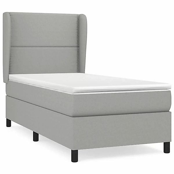 vidaXL Boxspringbett Boxspringbett mit Matratze Hellgrau 100x200 cm Stoff B günstig online kaufen