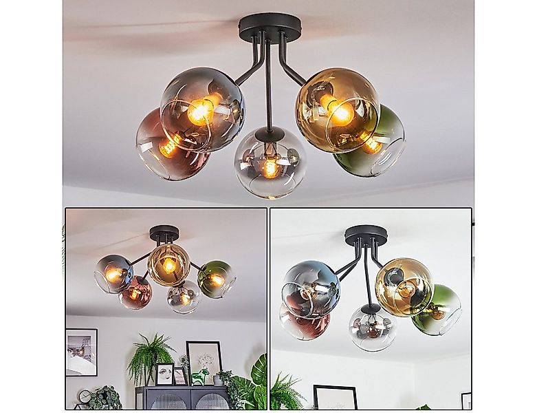 hofstein Deckenleuchte Deckenlampe aus Metall/Glas in Blau/Grün/Gold/Chrom/ günstig online kaufen
