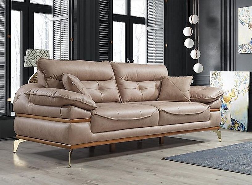 Xlmoebel 3-Sitzer Stilvolles Beiges Luxus-Sofa für das Wohnzimmer, Dreisitz günstig online kaufen