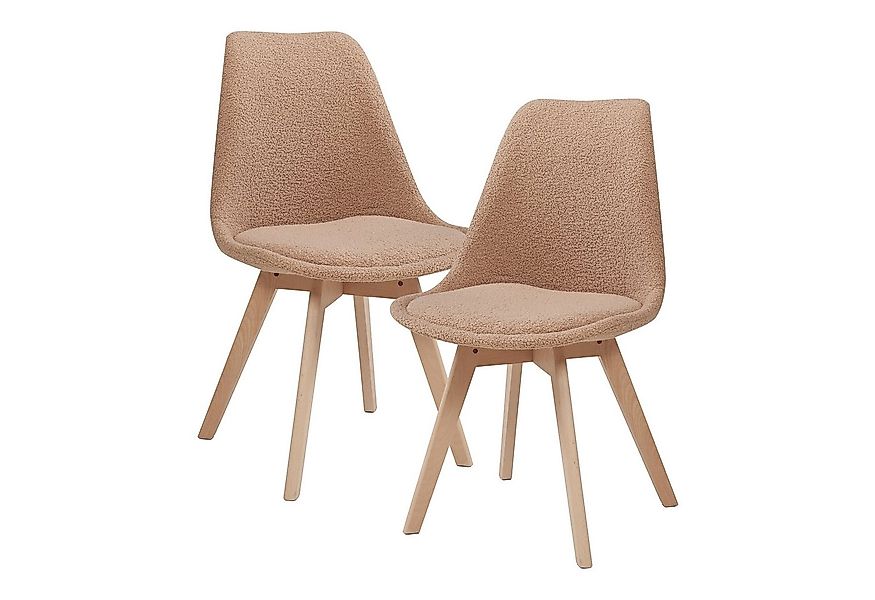 en.casa Esszimmerstuhl (Set, 2 St), »Fläten« mit Massivholzbeinen Bouclé Ta günstig online kaufen