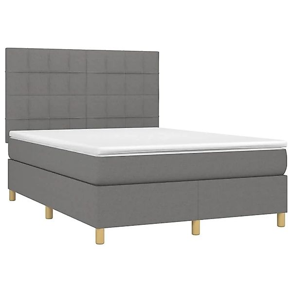 vidaXL Boxspringbett mit Matratze Dunkelgrau 140x200 cm Stoff 3142338 günstig online kaufen