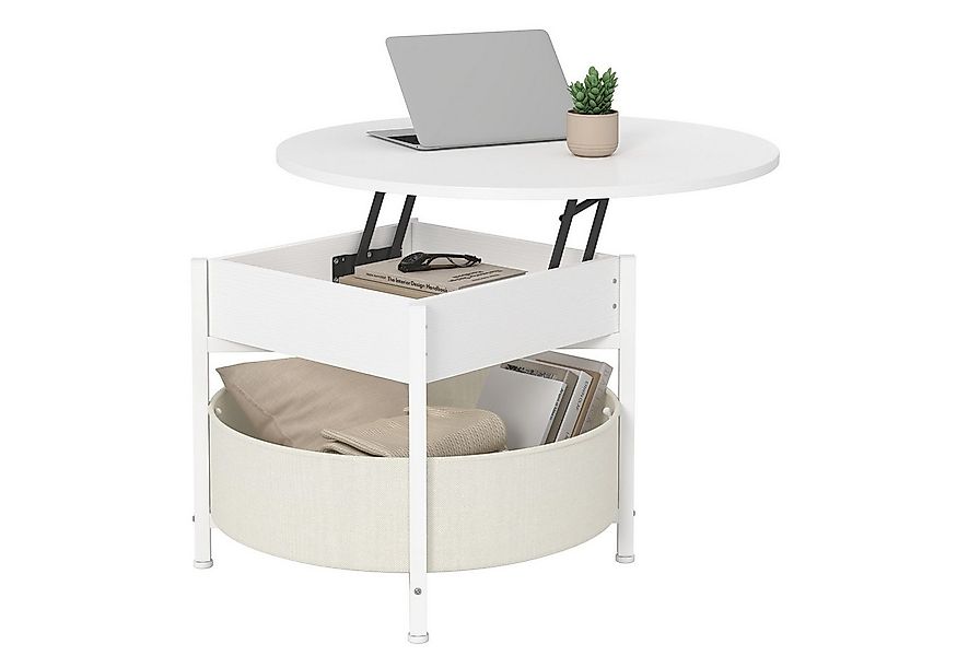 MSMASK Couchtisch Wohnzimmertisch mit Korb aus Stoff, höhenverstellbar (1-S günstig online kaufen