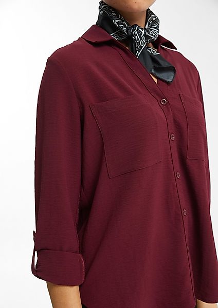 QS Langarmbluse Crêpebluse mit Turn-up-Ärmel günstig online kaufen