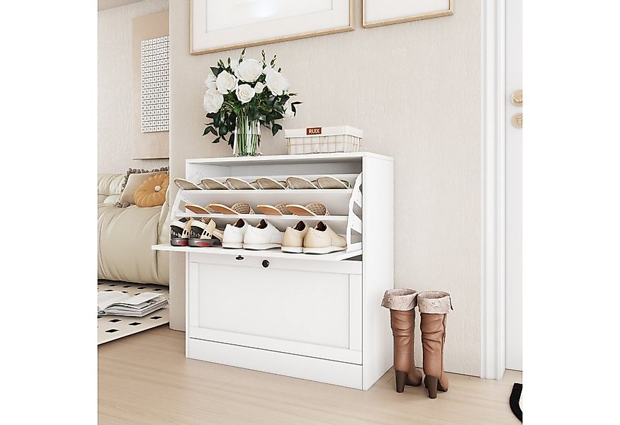 VOWNER Schuhschrank schlank, 30 x 80 cm mit 2 Klappen, schlank, 80 x 30 x 8 günstig online kaufen