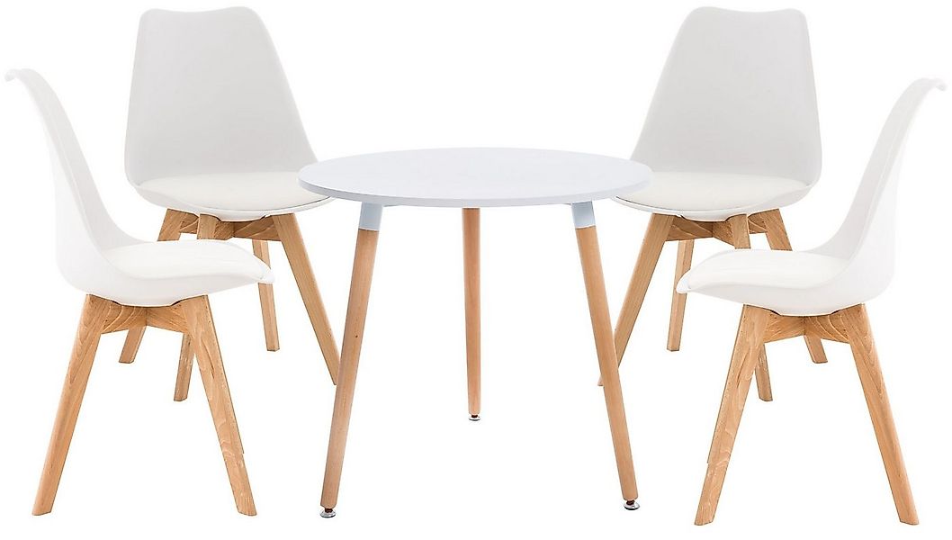 CLP Essgruppe Lansgar, 1 Tisch (80 cm), 4 Stühle mit Sitzpolster, Buchenhol günstig online kaufen