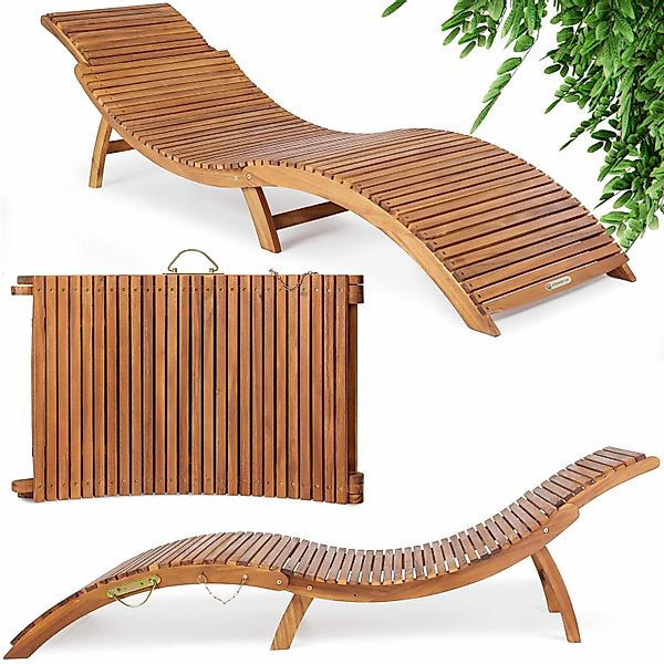 Casaria Gartenliege Braun, Holz Gartenliege FSC®-zertifiziert günstig online kaufen