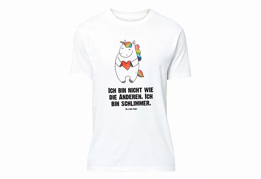 Mr. & Mrs. Panda T-Shirt Einhorn Herz - Weiß - Geschenk, Shirt, Einhörner, günstig online kaufen