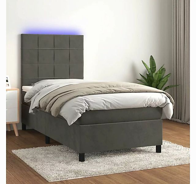 vidaXL Boxspringbett Boxspringbett mit Matratze LED Dunkelgrau 80x200 cm Sa günstig online kaufen