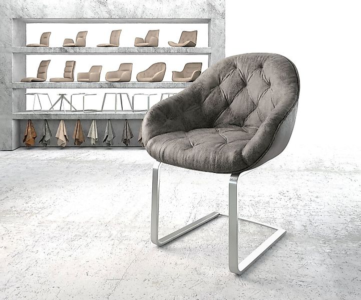 Schwingstuhl Gaio-Flex Grau Antik Freischwinger flach Edelstahl günstig online kaufen