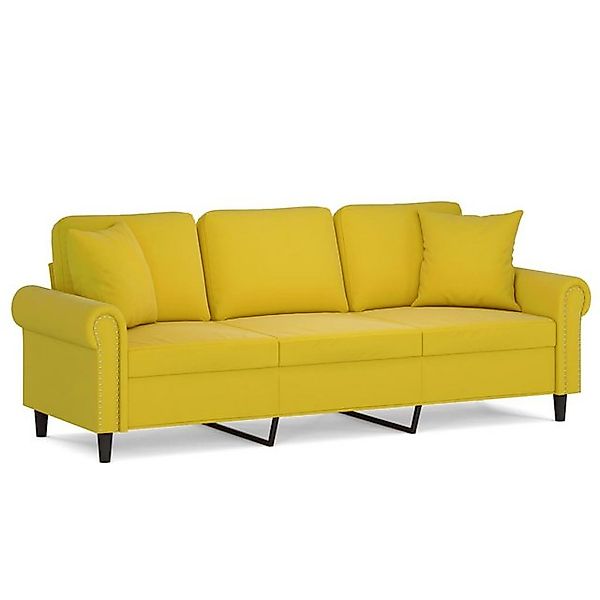 vidaXL Sofa, 3-Sitzer-Sofa mit Zierkissen Gelb 180 cm Samt günstig online kaufen