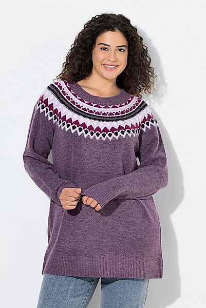 Ulla Popken Strickpullover Norweger-Pullover Rundhals Raglan-Langarm günstig online kaufen