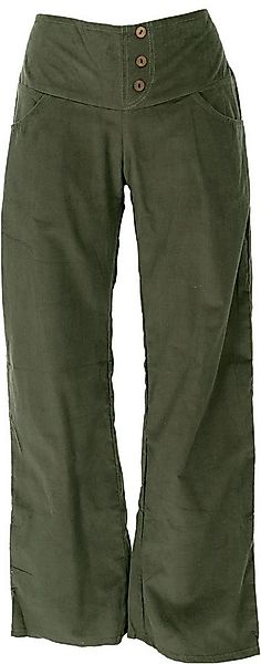 Guru-Shop Relaxhose Cordhose mit leicht ausgestelltem Bein - olivgrün Ethno günstig online kaufen