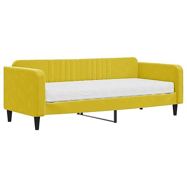 vidaXL Gästebett Gästebett Tagesbett mit Matratze Gelb 90x200 cm Samt Bett günstig online kaufen