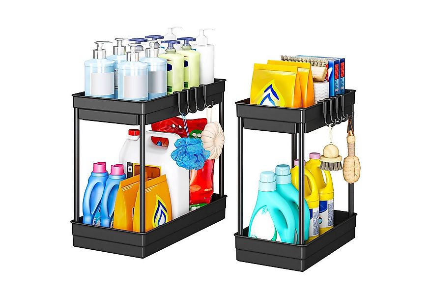 POPOLIC Aufbewahrungsbox Doppelschichtiger Abfluss mit Haken-Aufbewahrungsr günstig online kaufen