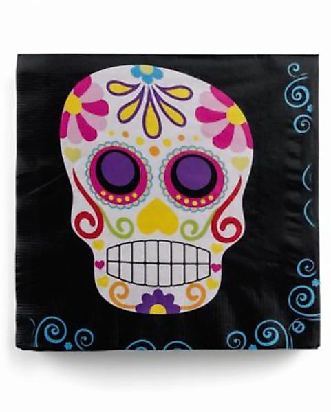 Farbenfrohe DOD Sugar Skull Servietten Papierservietten schwarz günstig online kaufen