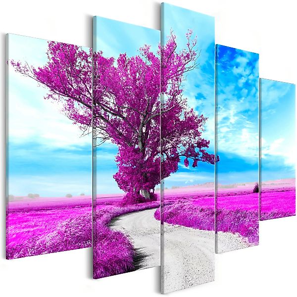 Wandbild - Tree Near The Road (5 Parts) Violet günstig online kaufen