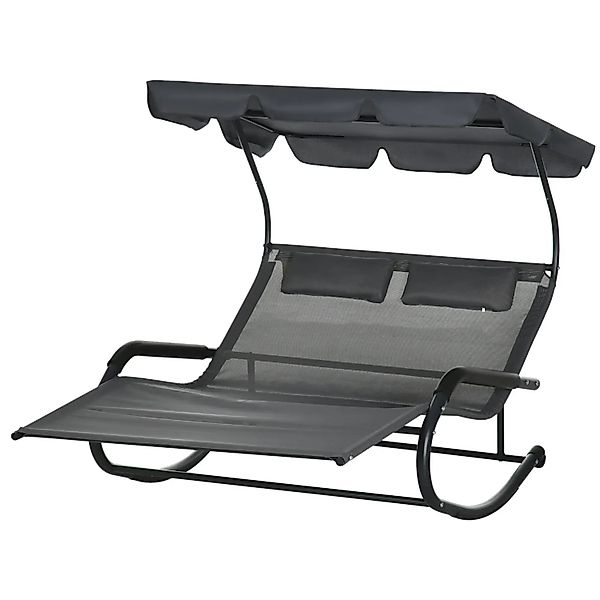 Outsunny Doppel-Sonnenliege Stahl EVA Dunkelgrau 200L x 139B x 140H cm günstig online kaufen