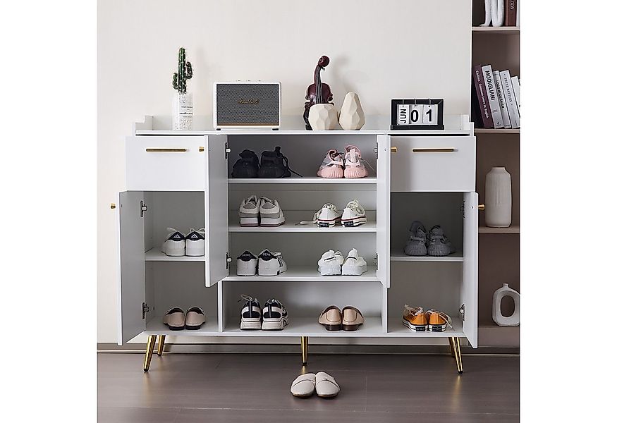 Flieks Schuhschrank Schuhkommode mit 2 Schubladen und 4 Türen (1-St., B130/ günstig online kaufen