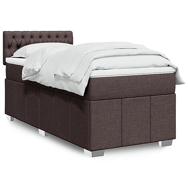 vidaXL Boxspringbett, Boxspringbett mit Matratze Dunkelbraun 90x190 cm Stof günstig online kaufen