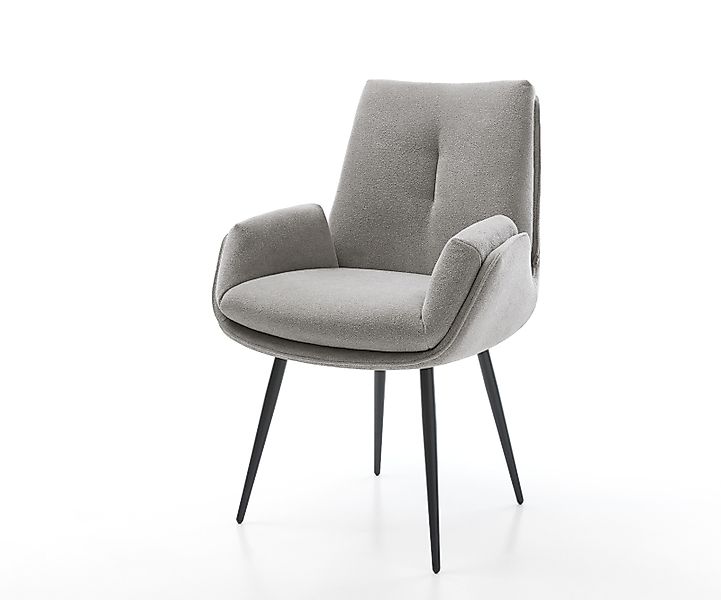 Esszimmerstuhl Clea-Flex Strukturstoff Soft Grau 4-Fuß konisch Schwarz günstig online kaufen