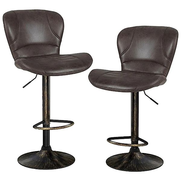 Costway 2er Set Barhocker mit Rückenlehne & Fußstütze Aus PU Braun günstig online kaufen