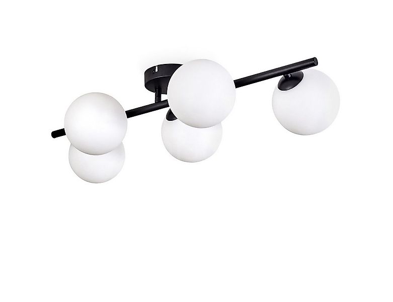 hofstein Deckenleuchte Deckenlampe aus Metall/Glas in Schwarz/Weiß, ohne Le günstig online kaufen