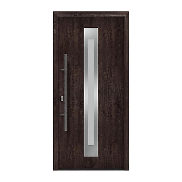 EcoStar Haustür Isopro IP 770S Eiche Dunkel 110 cm x 210 cm DIN L günstig online kaufen
