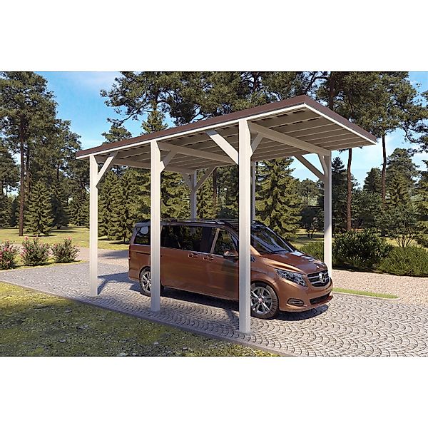 Holzbrüder Camping-Carport Ralf 24m² Reinweiß-Dunkelbraun günstig online kaufen