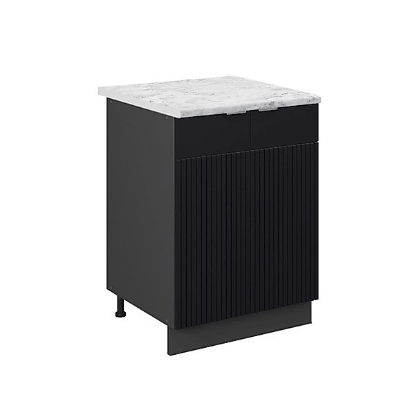 Vicco Küchenunterschrank Fame-Line Schwarz Gestreift 60 cm AP Marmor mit An günstig online kaufen
