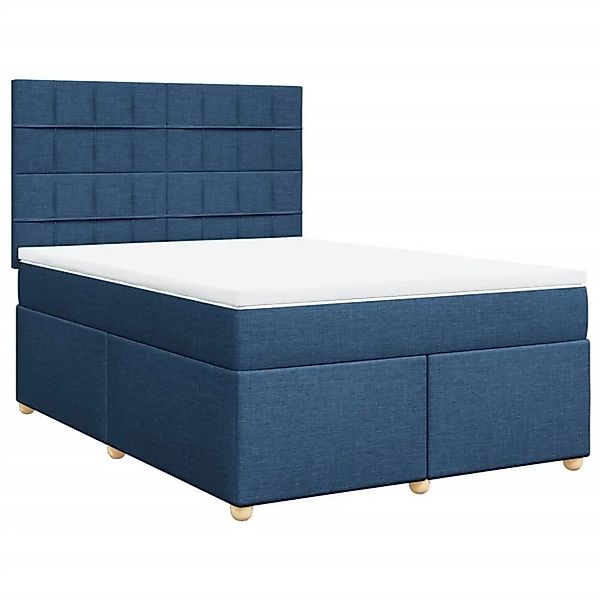vidaXL Boxspringbett mit Matratze Blau 140x200 cm Stoff 3291309 günstig online kaufen