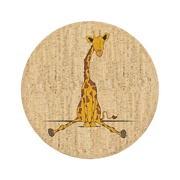 Kork Kinderteppich "Sidney Die Giraffe" (Rund, Natur) günstig online kaufen