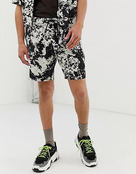 Mennace – Shorts mit Kleks-Print, Kombiteil-Schwarz günstig online kaufen