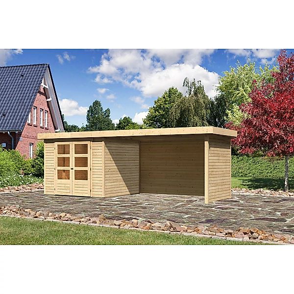 Karibu Holz-Gartenhaus Boras Natur Flachdach Unbehandelt 238 cm x 242 cm günstig online kaufen