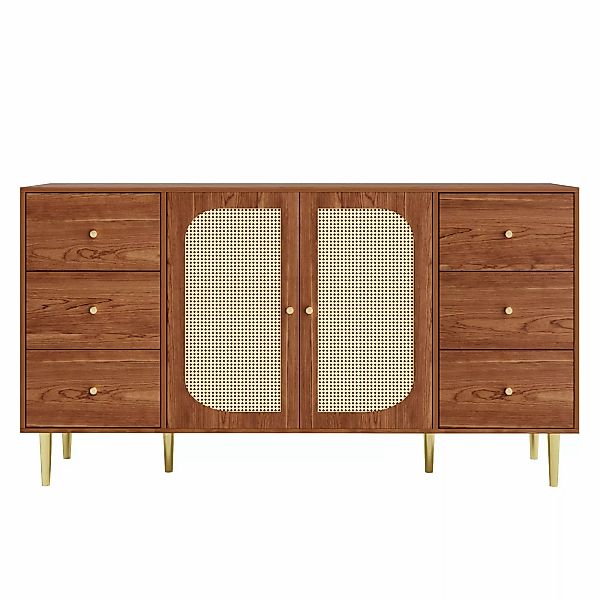 Rattan-Sideboard mit Schubladen, eleganter Aufbewahrungsschrank, 160×40×90 günstig online kaufen